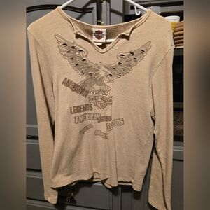 Harley-Davidson Tan Sweatshirt with Eagle Graphic